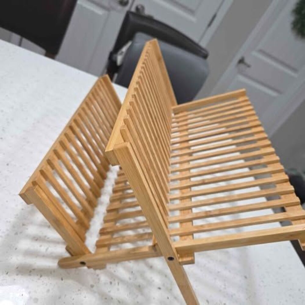 Bamboo Folding Dish Drying Rack - Picture 2 of 7